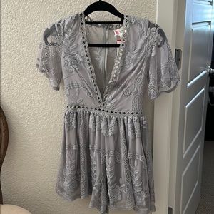 Gray lace romper